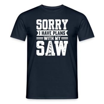 Désolé, j’ai des projets avec mon charpentier de scie - T-shirt homme - marine - Devant - AI Model Male 178 light (178cm)