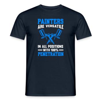 Les peintres sont polyvalents dans tous les postes avec 100% - T-shirt homme - marine - Devant - AI Model Male 178 light (178cm)
