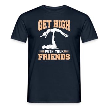 Acroyoga Get High With Your Friends Acro Yoga - Männer T-Shirt - Navy - Vorne - AI Model Male 178 light (178cm)