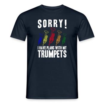 Désolé, j’ai des projets avec mes trompettes - T-shirt homme - marine - Devant - AI Model Male 178 light (178cm)