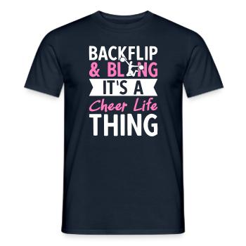 Backflip et Bling It’s A Cheer Life Thing - T-shirt homme - marine - Devant - AI Model Male 178 light (178cm)
