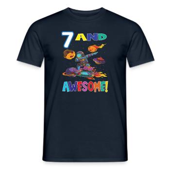 7 And Awesome Birthday Astronaut - Men's T-Shirt - navy - Front - AI Model Male 178 light (178cm)