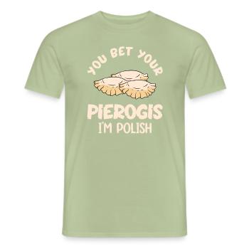Pierogi Recipe Polish Pierogi - Men's T-Shirt - sage - Front - AI Model Male 178 light (178cm)