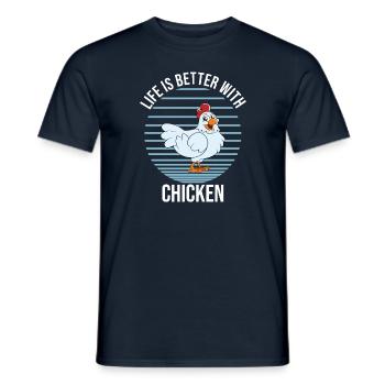 Funny Chicken Saying Chicken - Men's T-Shirt - navy - Front - AI Model Male 178 light (178cm)