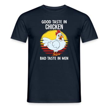 Funny Chicken Saying Chicken - Men's T-Shirt - navy - Front - AI Model Male 178 light (178cm)