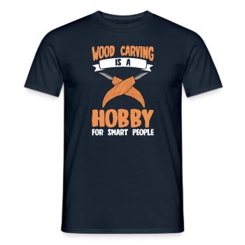 Wood Shining Wood Carving - Men's T-Shirt - navy - Front - AI Model Male 178 light (178cm)