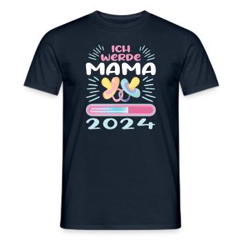 Mama 2024 werdende Mutter Schwangerschaft - Männer T-Shirt - Navy - Vorne - AI Model Male 178 light (178cm)