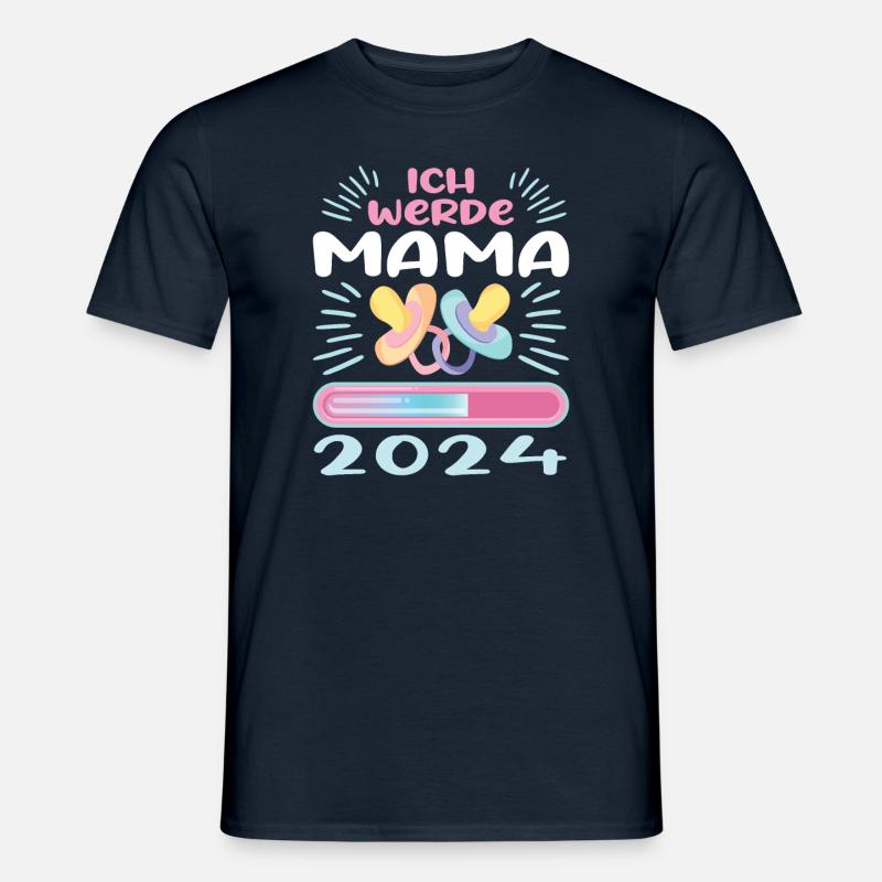 Mama 2024 werdende Mutter Schwangerschaft - Männer T-Shirt - Navy