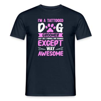 Toiletteur pour chiens et toilettage pour chiens - T-shirt homme - marine - Devant - AI Model Male 178 light (178cm)