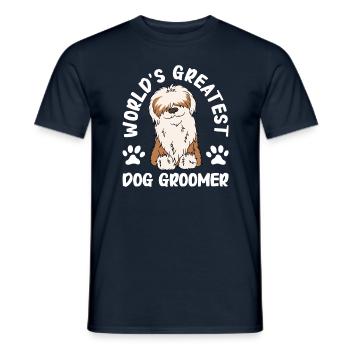 Toiletteur pour chiens et toilettage pour chiens - T-shirt homme - marine - Devant - AI Model Male 178 light (178cm)