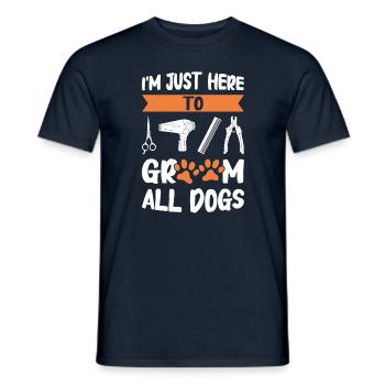 Toiletteur pour chiens et toilettage pour chiens - T-shirt homme - marine - Devant - AI Model Male 178 light (178cm)