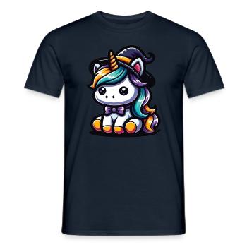 Halloween Licorne Citrouille d’Halloween - T-shirt homme - marine - Devant - AI Model Male 178 light (178cm)