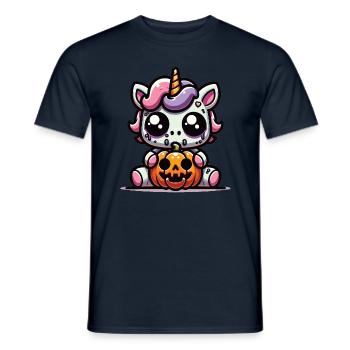 Halloween Licorne Citrouille d’Halloween - T-shirt homme - marine - Devant - AI Model Male 178 light (178cm)