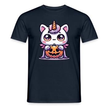 Halloween Licorne Citrouille d’Halloween - T-shirt homme - marine - Devant - AI Model Male 178 light (178cm)