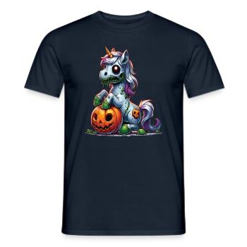 Halloween Einhorn Halloween Kürbis - Männer T-Shirt - Navy - Vorne - AI Model Male 178 light (178cm)
