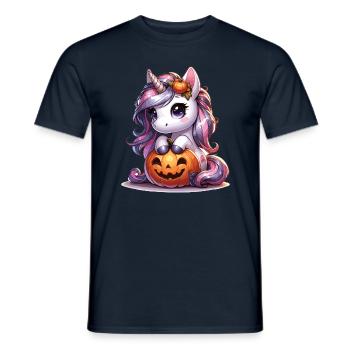 Halloween Licorne Citrouille d’Halloween - T-shirt homme - marine - Devant - AI Model Male 178 light (178cm)