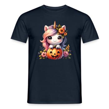 Halloween Licorne Citrouille d’Halloween - T-shirt homme - marine - Devant - AI Model Male 178 light (178cm)