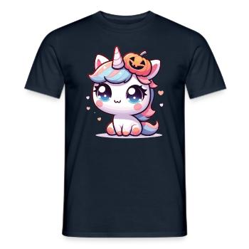 Halloween Licorne Citrouille d’Halloween - T-shirt homme - marine - Devant - AI Model Male 178 light (178cm)