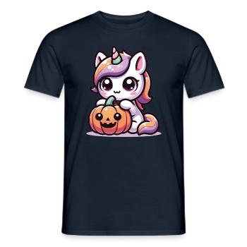 Halloween Licorne Citrouille d’Halloween - T-shirt homme - marine - Devant - AI Model Male 178 light (178cm)