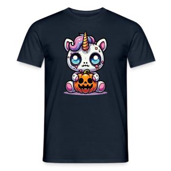 Halloween Licorne Citrouille d’Halloween - T-shirt homme - marine - Devant - AI Model Male 178 light (178cm)