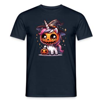 Halloween Licorne Citrouille d’Halloween - T-shirt homme - marine - Devant - AI Model Male 178 light (178cm)