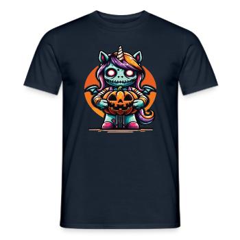 Halloween Licorne Citrouille d’Halloween - T-shirt homme - marine - Devant - AI Model Male 178 light (178cm)