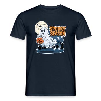 Cute Halloween Ghost Spooky Season Ghost - Männer T-Shirt - Navy - Vorne - AI Model Male 178 light (178cm)