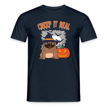 Doux Halloween Fantôme Halloween - T-shirt homme - marine - Devant - AI Model Male 178 light (178cm)