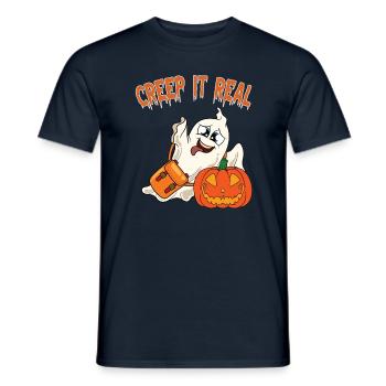 Mignon Halloween Fantôme Halloween - T-shirt homme - marine - Devant - AI Model Male 178 light (178cm)