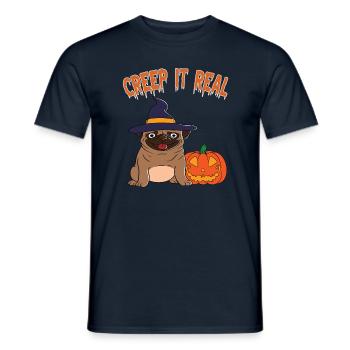 Mignon Halloween Fantôme Halloween - T-shirt homme - marine - Devant - AI Model Male 178 light (178cm)