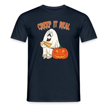 Mignon Halloween Fantôme Halloween - T-shirt homme - marine - Devant - AI Model Male 178 light (178cm)