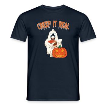 Mignon Halloween Fantôme Halloween - T-shirt homme - marine - Devant - AI Model Male 178 light (178cm)