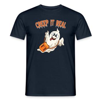 Mignon Halloween Fantôme Halloween - T-shirt homme - marine - Devant - AI Model Male 178 light (178cm)