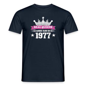 De vraies reines sont nées en 1977 Anniversaire - T-shirt homme - marine - Devant - AI Model Male 178 light (178cm)