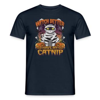 Halloween Cat Forget Candy Give Me A Cat - Men's T-Shirt - navy - Front - AI Model Male 178 light (178cm)