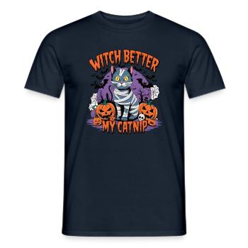 Halloween Cat Forget Candy Give Me A Cat - Men's T-Shirt - navy - Front - AI Model Male 178 light (178cm)