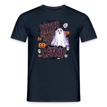 Halloween Cat Forget Candy Give Me A Cat - Men's T-Shirt - navy - Front - AI Model Male 178 light (178cm)