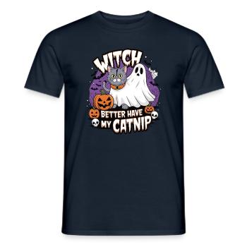 Halloween Cat Forget Candy Give Me A Cat - Men's T-Shirt - navy - Front - AI Model Male 178 light (178cm)