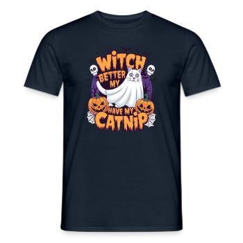 Halloween Cat Forget Candy Give Me A Cat - Men's T-Shirt - navy - Front - AI Model Male 178 light (178cm)