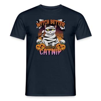 Halloween Cat Forget Candy Give Me A Cat - Men's T-Shirt - navy - Front - AI Model Male 178 light (178cm)