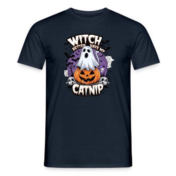 Halloween Cat Forget Candy Give Me A Cat - Men's T-Shirt - navy - Front - AI Model Male 178 light (178cm)