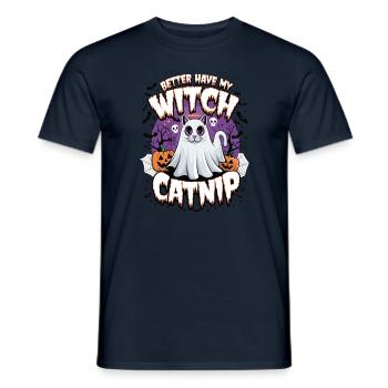 Halloween Cat Forget Candy Give Me A Cat - Men's T-Shirt - navy - Front - AI Model Male 178 light (178cm)