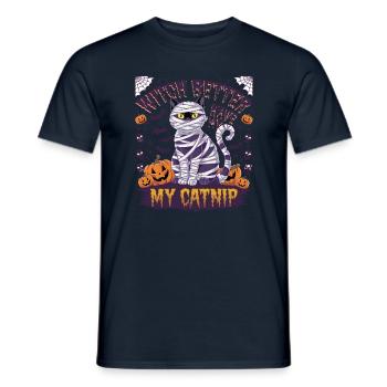 Halloween Cat Forget Candy Give Me A Cat - Men's T-Shirt - navy - Front - AI Model Male 178 light (178cm)