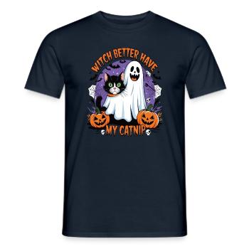 Halloween Cat Forget Candy Give Me A Cat - Men's T-Shirt - navy - Front - AI Model Male 178 light (178cm)