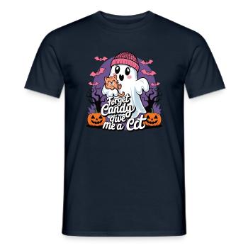 Halloween Cat Forget Candy Give Me A Cat - Men's T-Shirt - navy - Front - AI Model Male 178 light (178cm)