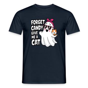Halloween Cat Forget Candy Give Me A Cat - Men's T-Shirt - navy - Front - AI Model Male 178 light (178cm)