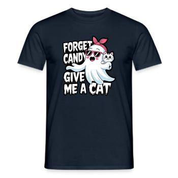 Halloween Cat Forget Candy Give Me A Cat - Men's T-Shirt - navy - Front - AI Model Male 178 light (178cm)