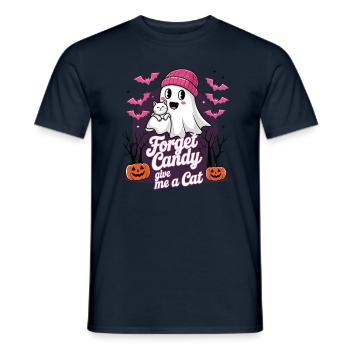 Halloween Cat Forget Candy Give Me A Cat - Men's T-Shirt - navy - Front - AI Model Male 178 light (178cm)