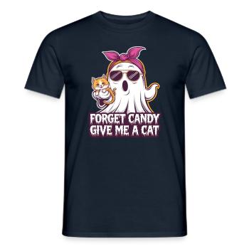 Halloween Cat Forget Candy Give Me A Cat - Men's T-Shirt - navy - Front - AI Model Male 178 light (178cm)