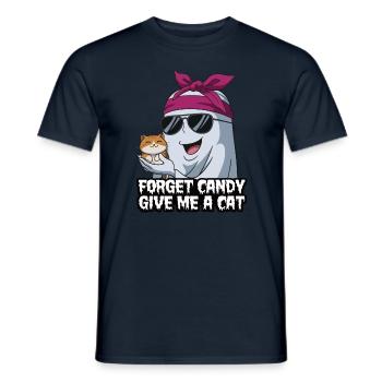 Halloween Cat Forget Candy Give Me A Cat - Men's T-Shirt - navy - Front - AI Model Male 178 light (178cm)